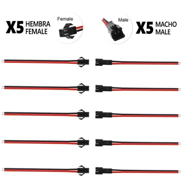 Conector SM 2 pines con cable 22 AWG - 5M/5H (pack 10 unidades)