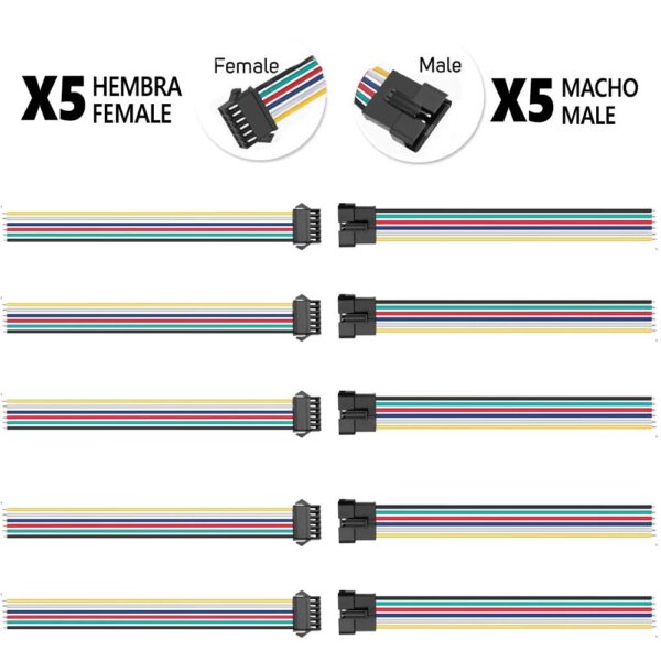 Conector SM 6 pines con cable 22 AWG - 5M/5H (pack 10 unidades)