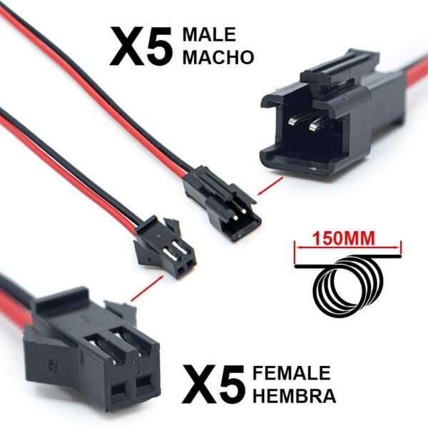 Conector SM 2 pin con cable 22 AWG