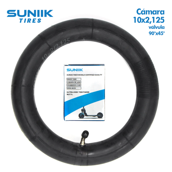 Cámara de aire 10x2,125 Válvula 90ºx45º SUNIIK