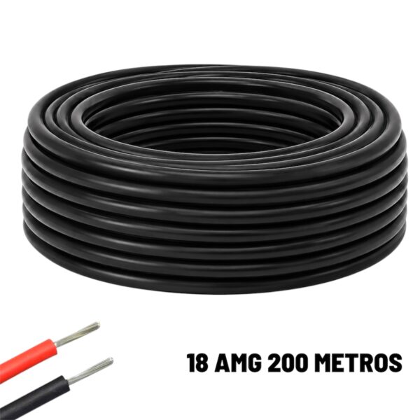 Cable eléctrico Silicona Flexible 18 AWG (Negro) 200 Metros