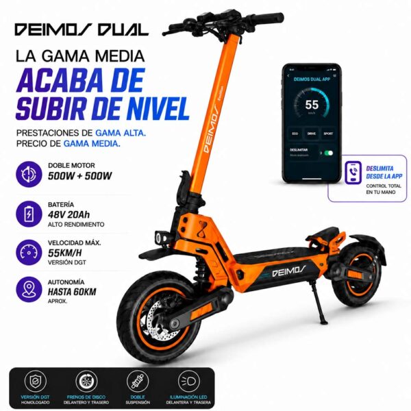 Patinete Eléctrico Ecoxtrem Deimos Dual DGT – Naranja