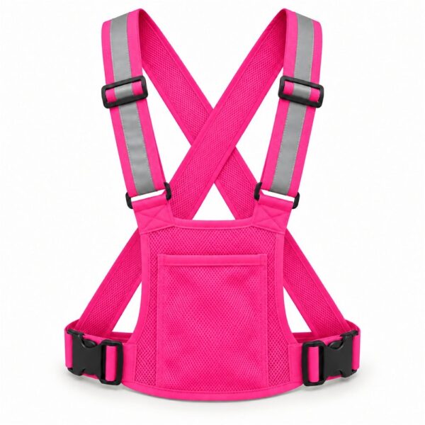 Chaleco Reflectante Ajustable con Bolsillo Rosa