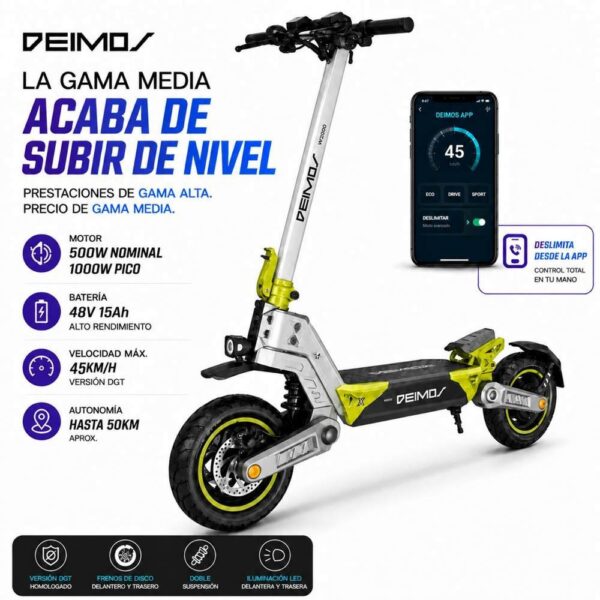 Patinete Eléctrico Ecoxtrem Deimos Single DGT – Blanco / Pistacho